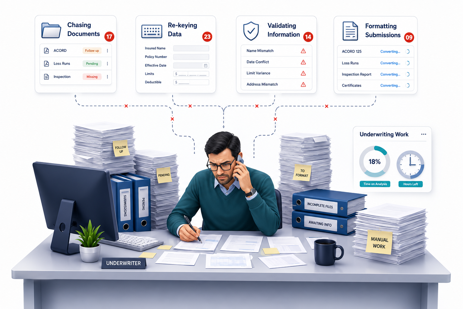 Underwriter buried in administrative paperwork instead of underwriting